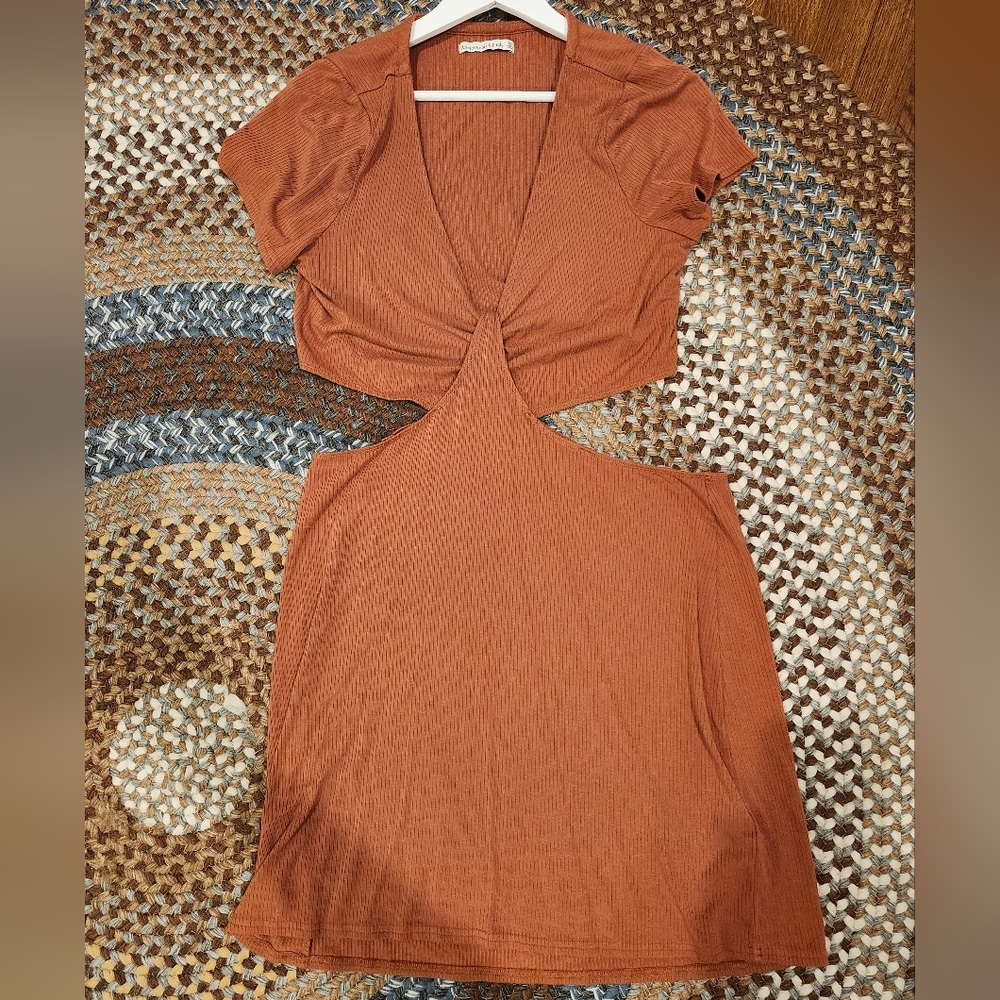 Abercrombie & Fitch Brown Chesnut Cutout Short Sleeve Dress Size XL
